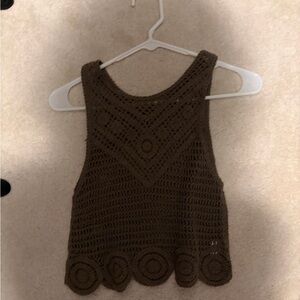 Charlotte Russe dark green Crochet Crop Top